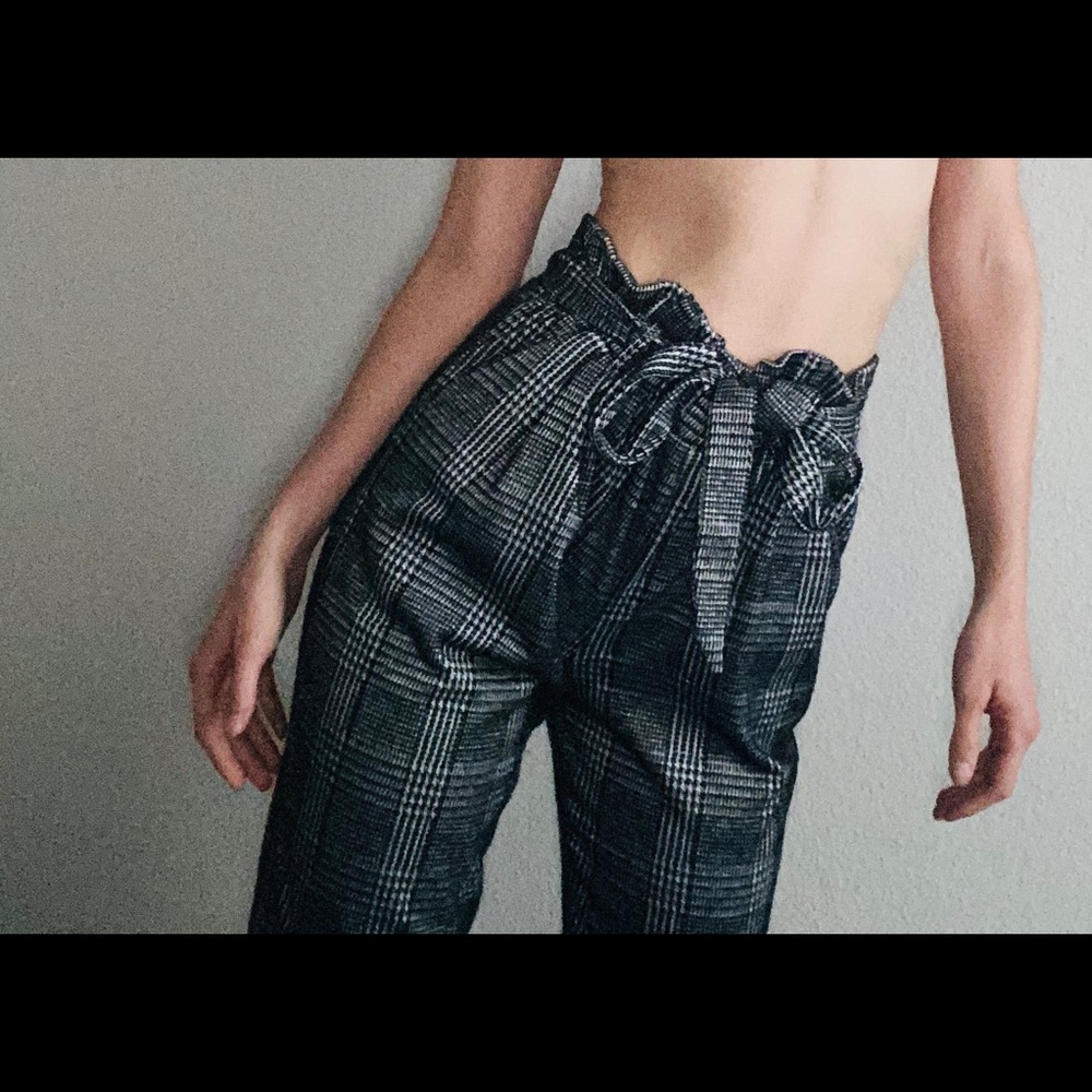 Black/White/Grey Tie Waist Pants (Modeled by me!)